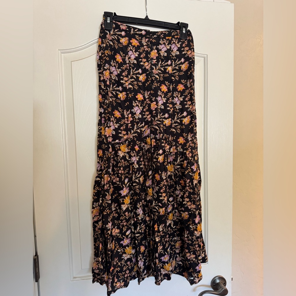American Eagle Outfitters Orange Pink Tiered Maxi Skirt